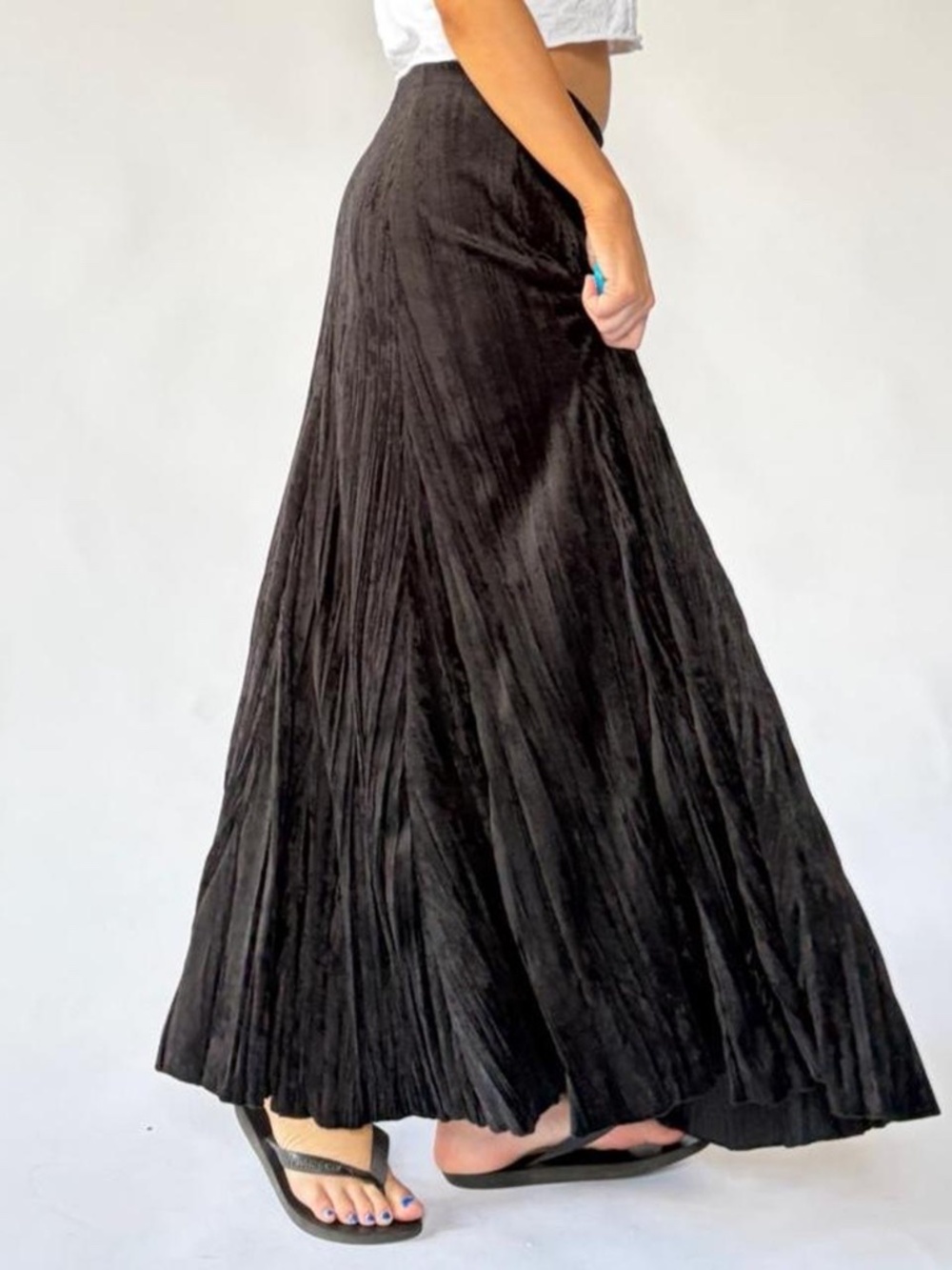 Maxi Skirt Black Velvet Medium - Picture 3 of 4